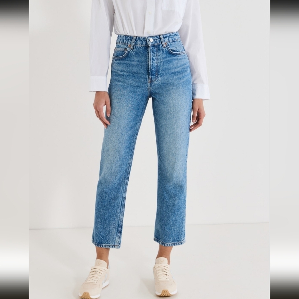 Reformation Cynthia High Rise Straight Women's Jeans Button Fly Medium Wash 27.